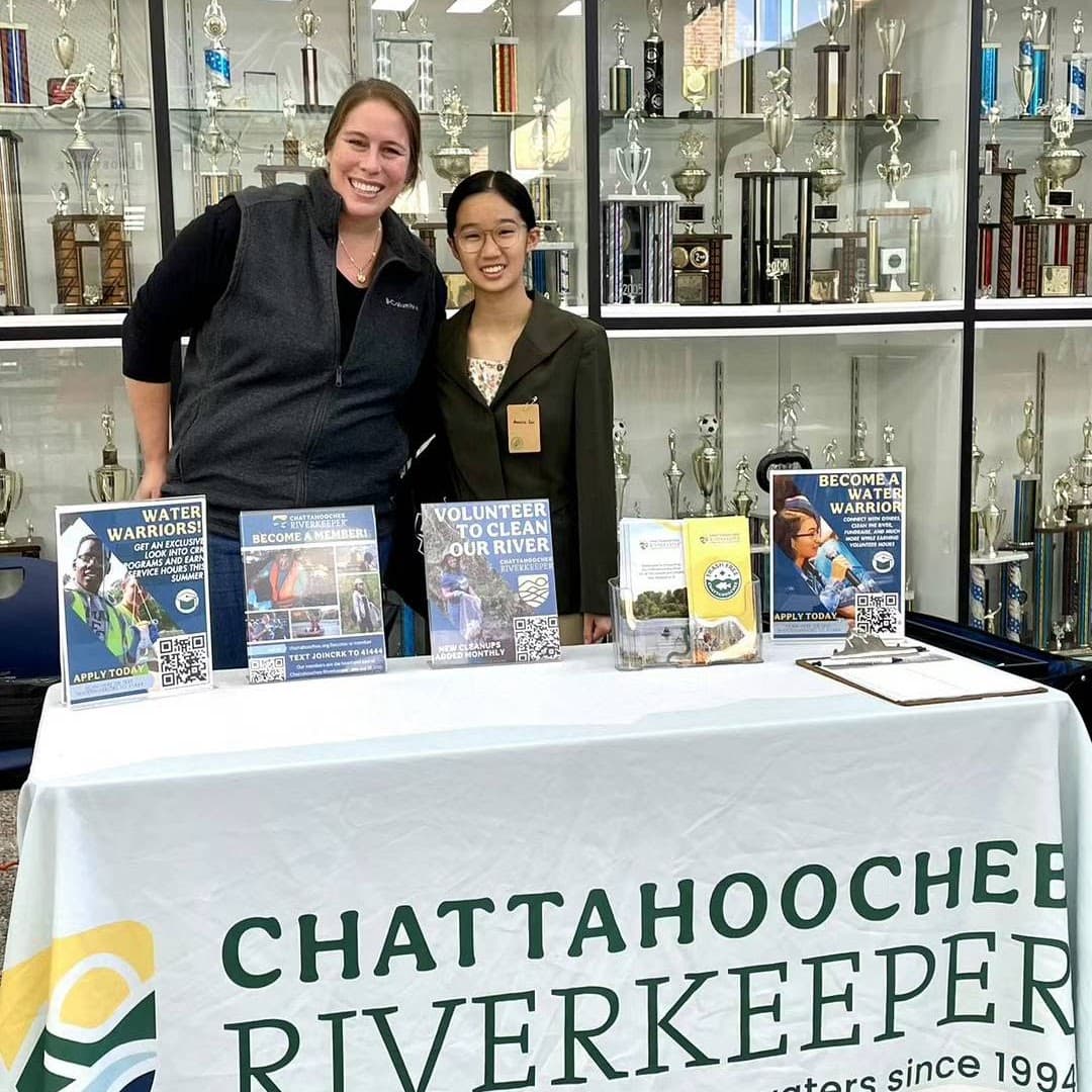 First Step representative visiting a Chattahoochee Riverkeeper information table